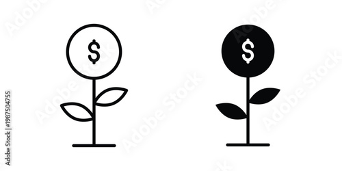 Investment icon vector graphic clipart and line art style set