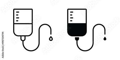 IV drip icon vector graphic clipart and line art style set
