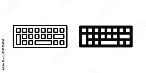 Keyboard icon vector graphic clipart and line art style set