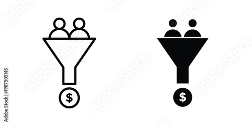 Lead generation icon vector graphic clipart and line art style set