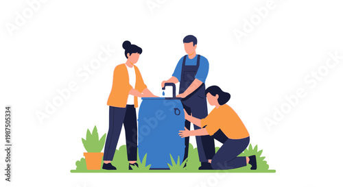 People Gardening and Plant Care Outdoor Scene