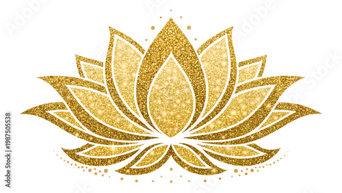 PNG illustration icon of a golden lotus for Vesak Day	