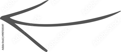 Hand drawn black curved arrow pointing to the right isolated on transparent background, Black curved arrow pointing right with slight upward arc on white background, isolated design element vector.