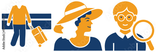 Elderly diverse character set. senior people engaged in various activities, hobbies, and interests vector collection.