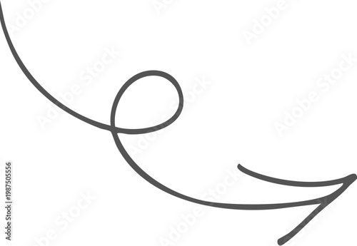 Hand drawn black curved arrow pointing to the right isolated on transparent background, Black curved arrow pointing right with slight upward arc on white background, isolated design element vector.