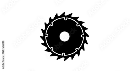 Black circular saw blade with jagged teeth a striking silhouette