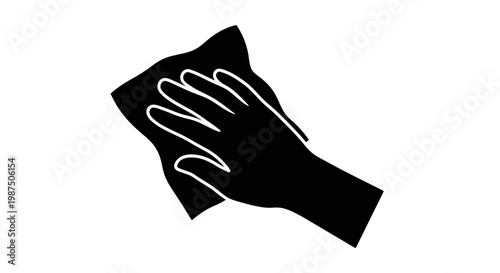 A hand wiping a surface depicted in stark black silhouette
