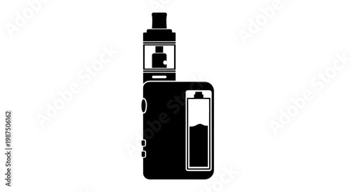 Black vape device with tank and mod a modern silhouette