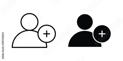 New account icon vector graphic clipart and line art style set