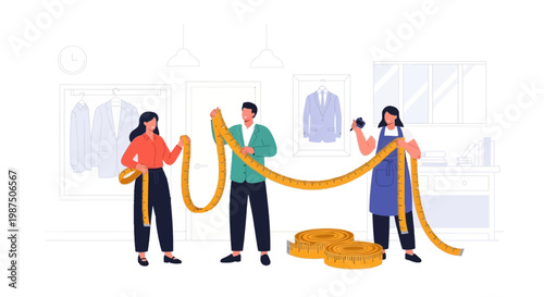 Fashion Fitting Session with Measuring Tape in Clothing Store