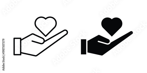 Philanthropy icon vector graphic clipart and line art style set