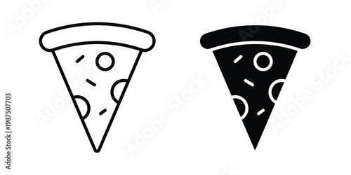 Pizza icon vector graphic clipart and line art style set