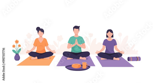 People Practicing Yoga Meditation Sitting Cross-Legged in Calm Environment