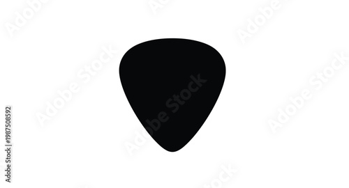 Black guitar pick graphic design element on transparent background silhouette