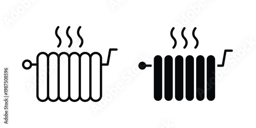 Radiator icon vector graphic clipart and line art style set