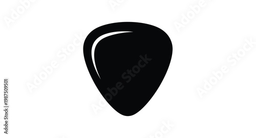 Black guitar pick graphic with a sleek design on transparent background silhouette