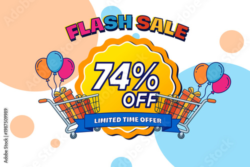 74 Flash Sale Colorful Promotional Graphic