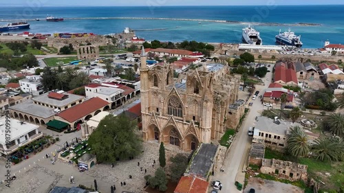 Exterior view to Lala Mustafa Pasa mosque. Formerly St. Nicholas Cathedral in the old town of Famagusta, Northern Cyprus
