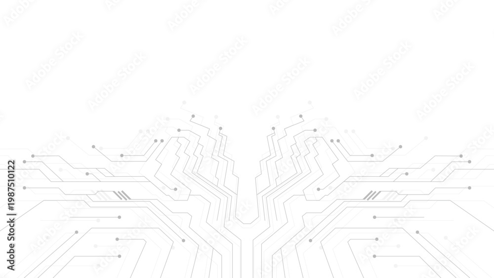 Fototapeta premium Futuristic digital circuit technology background featuring glowing lines, nodes, and electronic connections. High-tech abstract backdrop inspired by motherboard and data network structure. Perfect for