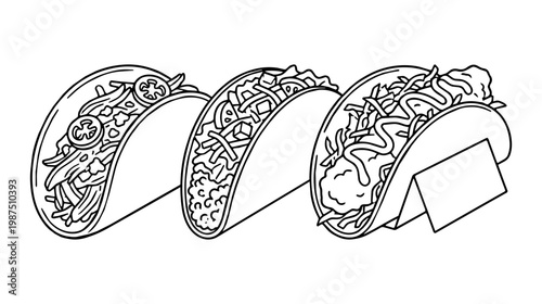 Tacos on a metal taco stand, vektor style