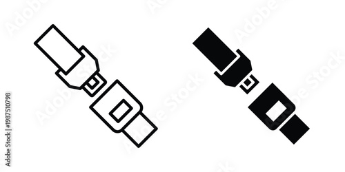 Seatbelt icon vector graphic clipart and line art style set