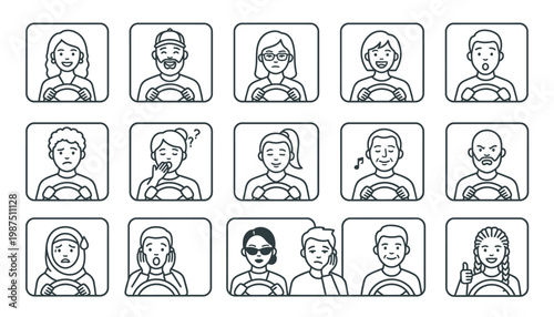 Diverse group of people icons set.