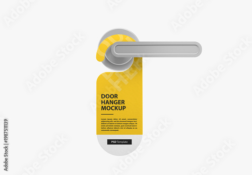 Door Hanger Mockup on the metal handle	