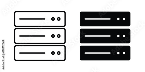 Server icon vector graphic clipart and line art style set