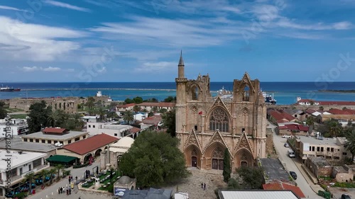Exterior view to Lala Mustafa Pasa mosque. Formerly St. Nicholas Cathedral in the old town of Famagusta, Northern Cyprus