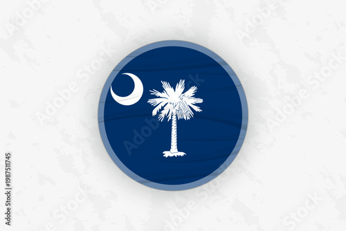 South Carolina Flag Circular Sticker Design, National Pride Decal.