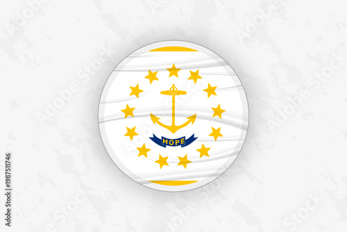 Rhode Island Flag Circular Sticker Design, National Pride Decal.