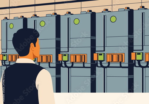 фотографія A professional observes a microgrid battery storage facility