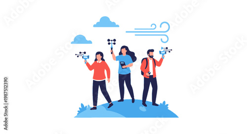 Group of People Hiking and Exploring Nature Outdoors