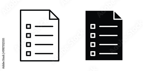 Survey icon vector graphic clipart and line art style set