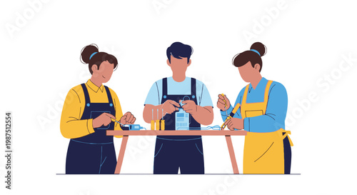 Young Baristas Preparing Coffee Behind Counter in Coffee Shop