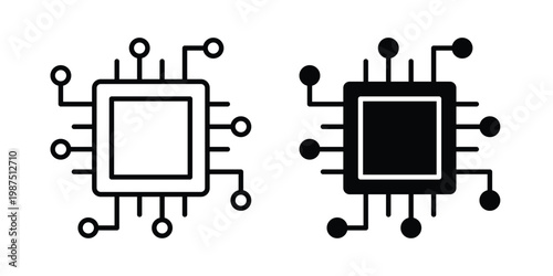 Technology icon vector graphic clipart and line art style set