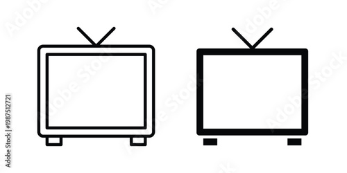 Foto Television icon vector graphic clipart and line art style set