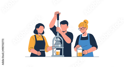 People Cooking and Pouring Beer in a Modern Kitchen