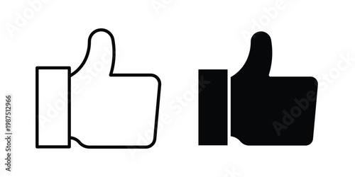 thumbs up icon vector graphic clipart and line art style set