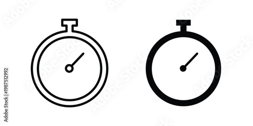 Timer icon vector graphic clipart and line art style set