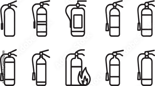 Foto Fire Extinguisher Icon, vector illustration of safety equipment for firefighters  Fire extinguisher icon vector set