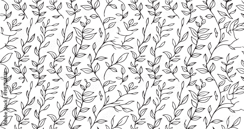 Fototapeta premium Seamless vintage floral pattern with leaves and flowers in a decorative nature inspired design