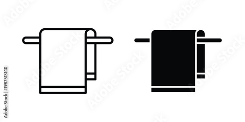 Towel icon vector graphic clipart and line art style set