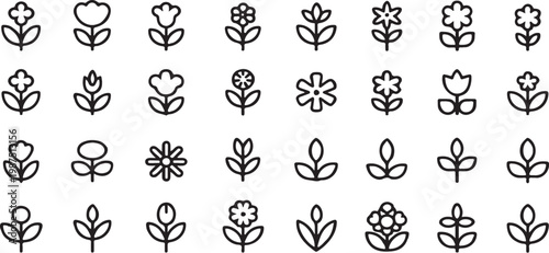 Set of vintage floral vector elements with ornate decorative flowers and leaves