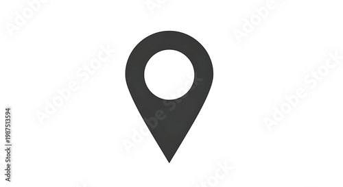 A simple black map pin icon on a white background