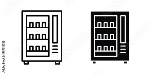 Vending machine icon vector graphic clipart and line art style set