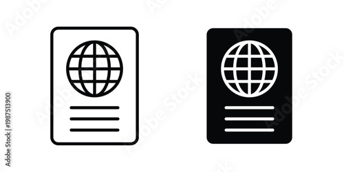 Visa icon vector graphic clipart and line art style set