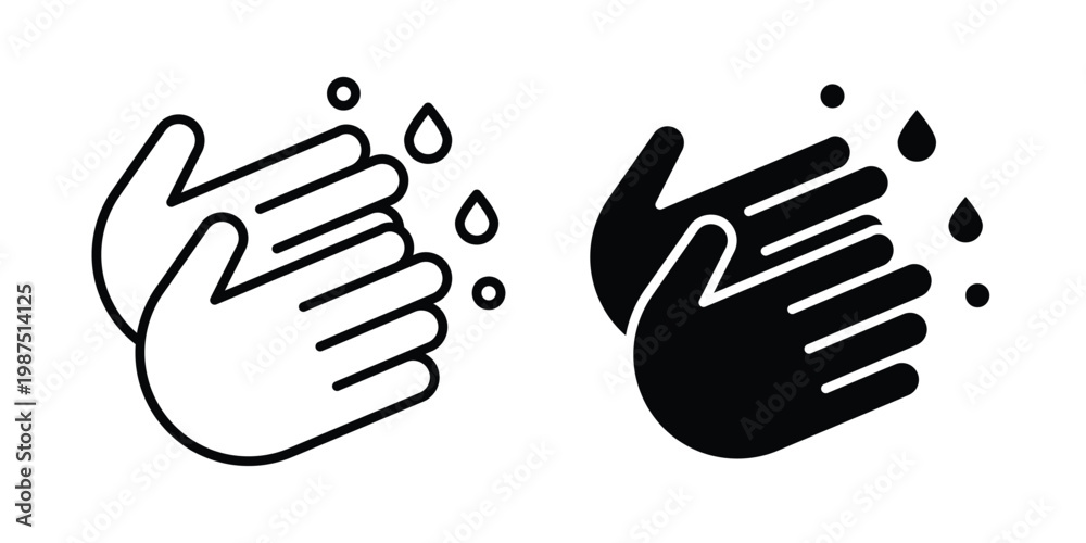 Obraz premium Wash hands icon vector graphic clipart and line art style set