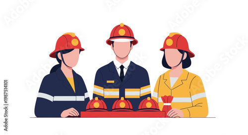 Firefighters in Uniform with Helmets