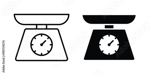 Weight scale icon vector graphic clipart and line art style set